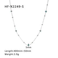 304 Stainless Steel 18K Gold Plated IG Style Korean Style Inlay Geometric Zircon Necklace sku image 10