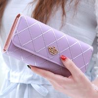 Women's Crown Solid Color Pu Leather Magnetic Buckle Wallets sku image 3