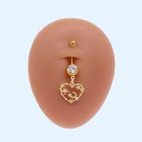 Simple Style Heart Shape Cat Butterfly Stainless Steel Sequin Copper White Gold Plated Gold Plated Rhinestones Zircon Belly Ring In Bulk sku image 10