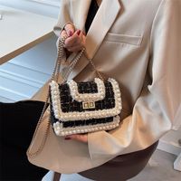 Women's Small Canvas Color Block Elegant Square Lock Clasp Shoulder Bag Crossbody Bag Square Bag main image 2