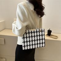 Mujeres Medio Todas Las Temporadas Lienzo Tartán Elegante Cuadrado Cremallera Bolsas De Hombro Bolso Cuadrado main image 2