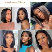 Women's Retro Street Real Hair Side Points Short Straight Hair Wigs main image 5