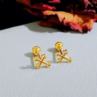 1 Pair Simple Style Heart Shape Plating Titanium Steel Gold Plated Ear Studs sku image 10