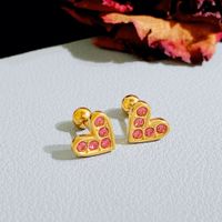 1 Pair Simple Style Heart Shape Plating Titanium Steel Gold Plated Ear Studs sku image 13