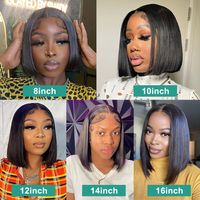 Women's Retro Street Real Hair Side Points Short Straight Hair Wigs main image 3