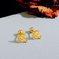 1 Pair Simple Style Heart Shape Plating Titanium Steel Gold Plated Ear Studs sku image 11