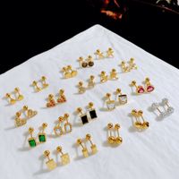 1 Pair Simple Style Heart Shape Plating Titanium Steel Gold Plated Ear Studs main image 1