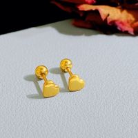 1 Pair Simple Style Heart Shape Plating Titanium Steel Gold Plated Ear Studs sku image 16