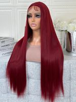 Women's Retro Holiday Nightclub Street High Temperature Wire Centre Parting Long Straight Hair Wigs sku image 2