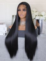 Women's Retro Holiday Nightclub Street High Temperature Wire Centre Parting Long Straight Hair Wigs sku image 1