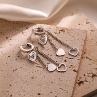 1 Pair Vintage Style Simple Style Heart Shape Plating Chain Inlay 304 Stainless Steel Zircon 18K Gold Plated Drop Earrings main image 3