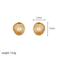 1 Pair Simple Style Commute Solid Color Layered Plating Inlay Copper Pearl 18k Gold Plated Ear Studs sku image 1