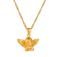 Niche Crown Angel Pendant Necklace 18k Cartoon Character Stainless Steel Vacuum Plating New Pendant Necklace sku image 3