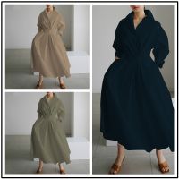 Women's Shirt Dress Casual Shirt Collar Printing Long Sleeve Solid Color Leopard Maxi Long Dress Street main image 5