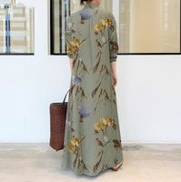 Women's Shirt Dress Casual Vintage Style Shirt Collar Printing Long Sleeve Flower Maxi Long Dress Street main image 2