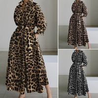 Women's Shirt Dress Casual Shirt Collar Printing Long Sleeve Solid Color Leopard Maxi Long Dress Street main image 2