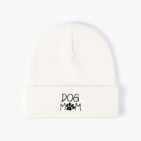Unisex Casual Letter Paw Print Embroidery Eaveless Beanie Hat main image 4
