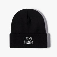 Unisex Casual Letter Paw Print Embroidery Eaveless Beanie Hat main image 5