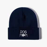 Unisex Casual Letter Paw Print Embroidery Eaveless Beanie Hat main image 3