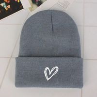 Unisex Casual Simple Style Heart Shape Embroidery Eaveless Beanie Hat main image 5