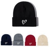 Unisex Casual Simple Style Heart Shape Embroidery Eaveless Beanie Hat main image 1