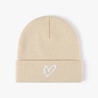 Unisex Casual Simple Style Heart Shape Embroidery Eaveless Beanie Hat main image 4