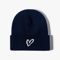 Unisex Casual Simple Style Heart Shape Embroidery Eaveless Beanie Hat main image 3