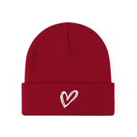 Unisex Casual Simple Style Heart Shape Embroidery Eaveless Beanie Hat main image 2