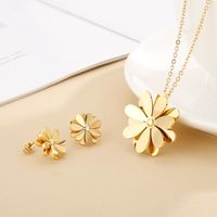 Titanium Steel 18K Gold Plated Casual Plating Daisy Jewelry Set main image 7