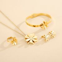 Titanium Steel 18K Gold Plated Casual Plating Daisy Jewelry Set main image 9