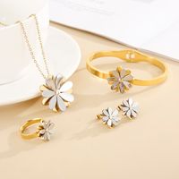 Titanium Steel 18K Gold Plated Casual Plating Daisy Jewelry Set main image 6