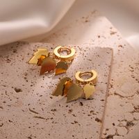 1 Pair IG Style Simple Style Leaf Tree Plating Hollow Out Inlay 304 Stainless Steel Zircon 18K Gold Plated Drop Earrings main image 3