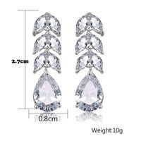 1 Paire Brillant Feuille Les Gouttelettes D'eau Incruster Alliage Strass Boucles D'oreilles main image 3