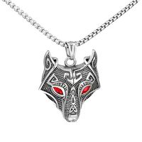 Hip-Hop Wolf Stainless Steel Rhinestones Men's Pendant Necklace main image 3