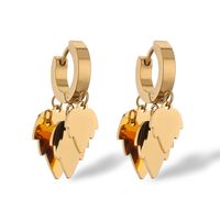 1 Pair IG Style Simple Style Leaf Tree Plating Hollow Out Inlay 304 Stainless Steel Zircon 18K Gold Plated Drop Earrings sku image 2