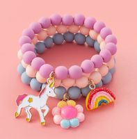 Nouveau Bracelet De Perles De Licorne Arc-en-ciel De Tournesol Mignon Pour Enfants sku image 3