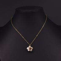 Retro Shell Copper Plating Inlay Pearl 18k Gold Plated Pendant Necklace sku image 8