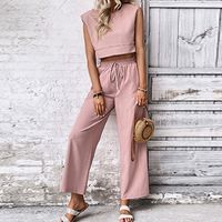 Street Women's Casual Solid Color Polyester Pants Sets Pants Sets main image 4