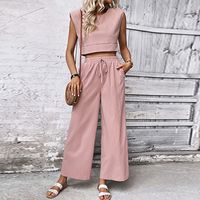 Street Women's Casual Solid Color Polyester Pants Sets Pants Sets main image 3