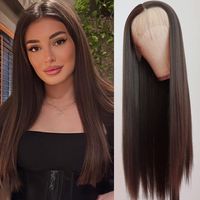 Women's Sweet Holiday High Temperature Wire Centre Parting Long Straight Hair Wigs sku image 2