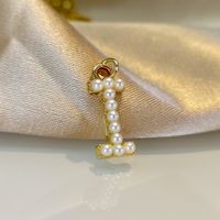 Bijoux En Gros Mode Lettre Perle D'Imitation Perle D'eau Douce Le Cuivre Collier sku image 9