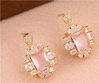 Lady Sweet Square Copper Plating Inlay Zircon Gold Plated Rings Earrings Necklace sku image 3