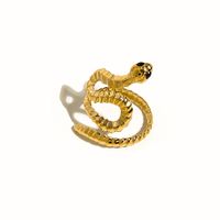 De Gros Style Ig Style Simple Serpent Acier Inoxydable Acier Au Titane Placage Incruster Plaqué Or 18k Cristal Anneau Ouvert sku image 2
