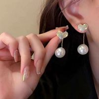 1 Pair Sweet Heart Shape Alloy Plastic Drop Earrings sku image 1