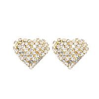 1 Pair Ig Style Shiny Heart Shape Plating Inlay Rhinestone Rhinestones Silver Plated Ear Studs main image 6