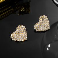 1 Pair Ig Style Shiny Heart Shape Plating Inlay Rhinestone Rhinestones Silver Plated Ear Studs main image 10
