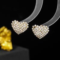 1 Pair Ig Style Shiny Heart Shape Plating Inlay Rhinestone Rhinestones Silver Plated Ear Studs main image 8