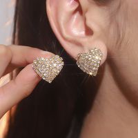1 Pair Ig Style Shiny Heart Shape Plating Inlay Rhinestone Rhinestones Silver Plated Ear Studs main image 1