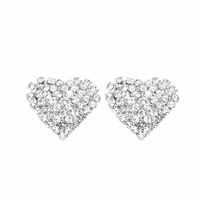 1 Pair Ig Style Shiny Heart Shape Plating Inlay Rhinestone Rhinestones Silver Plated Ear Studs main image 5