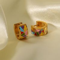1 Pair IG Style Color Block Epoxy Plating 201 Stainless Steel 18K Gold Plated Earrings main image 3